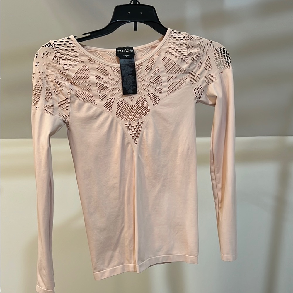 Bebe Pink Long Sleeve Cut Out Bodysuit